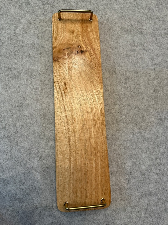 Threshold Other - Wood Serving/Charcuterie Board with Brass Handles - Natural Wood